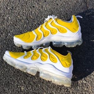 yellow and white nike shoes